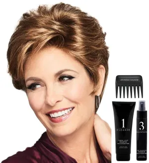 Bundle - 5 Items: Stylish Flair Wig by Gabor, Christy's Wigs Q & A Booklet, 2oz Travel Size Wig Shampoo, HD Smooth and Wide Tooth Comb - Color: 27_29