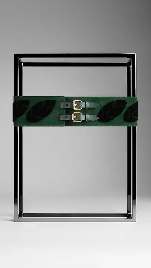 Burberry - Suede And Velvet Double Buckle Belt