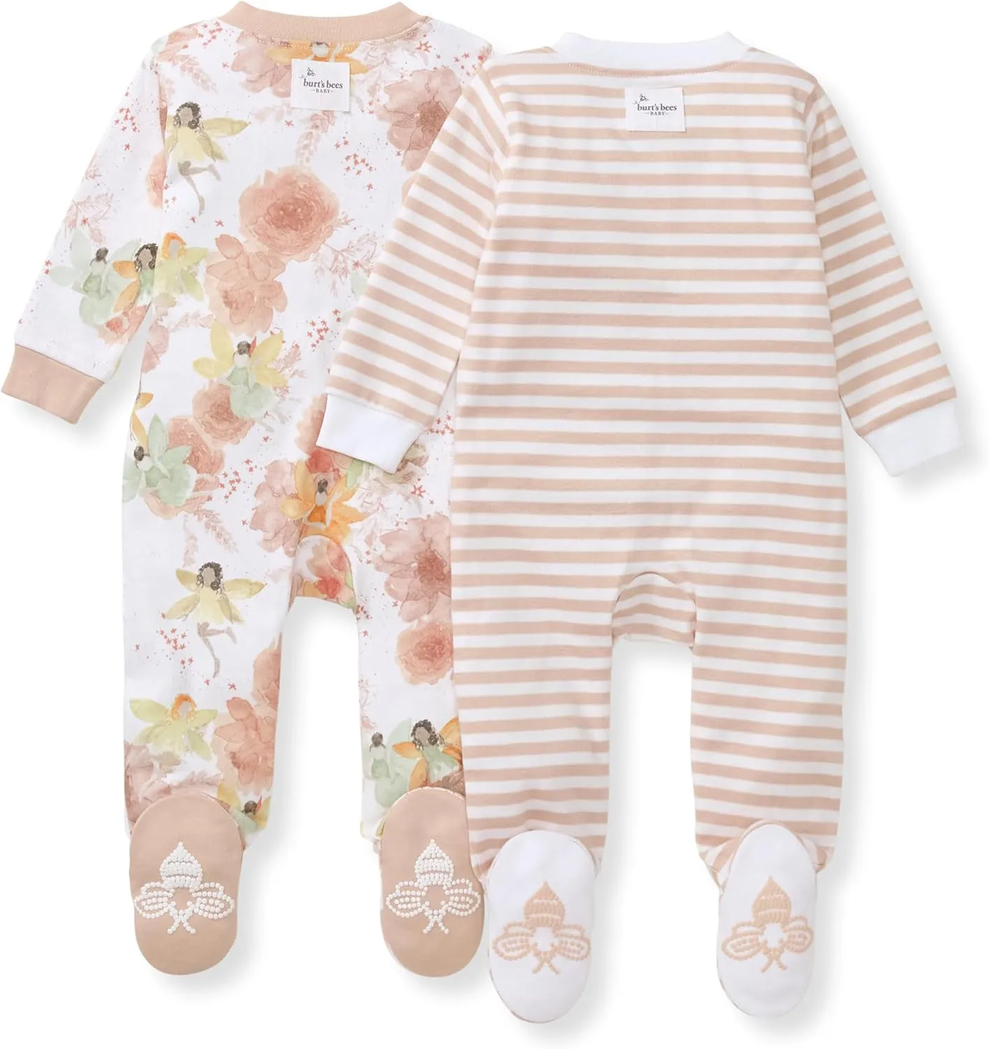 Burt's Bees Baby Baby Girls' 100% Organic Cotton Zip Front One-Piece Sleep & Play Loose Fit Pajamas