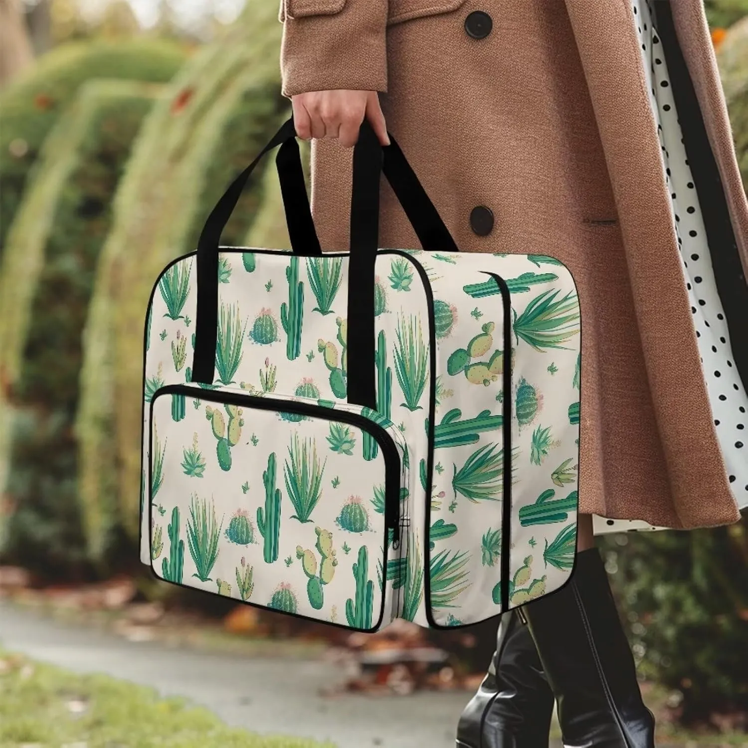 Cactus Sewing Machine Carrying Case Portable Padded Organizer with Pockets and Handles Large Sewing Organizer Bag for Singer Brother Janome and Accessories