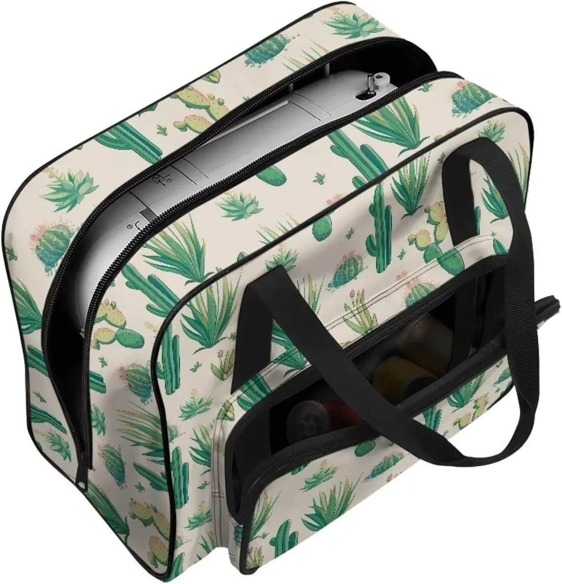 Cactus Sewing Machine Carrying Case Portable Padded Organizer with Pockets and Handles Large Sewing Organizer Bag for Singer Brother Janome and Accessories