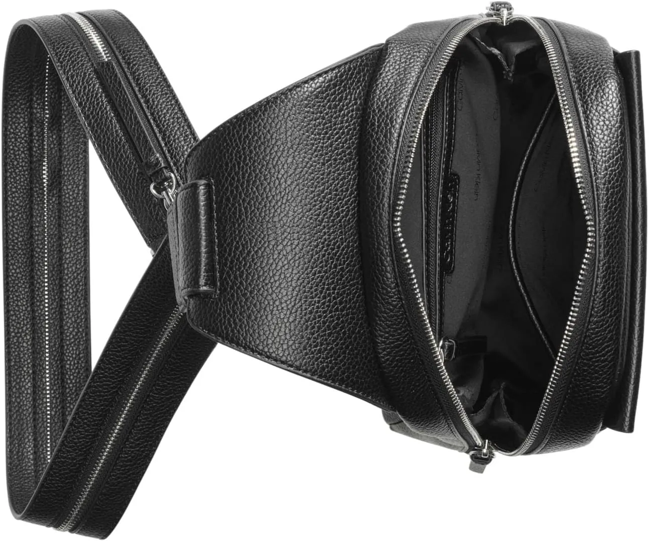 Calvin Klein Women's Myra Backpack for Women – Vegan Leather Convertible Sling Backpack, 2 Pockets, Cherub White/Black, One Size