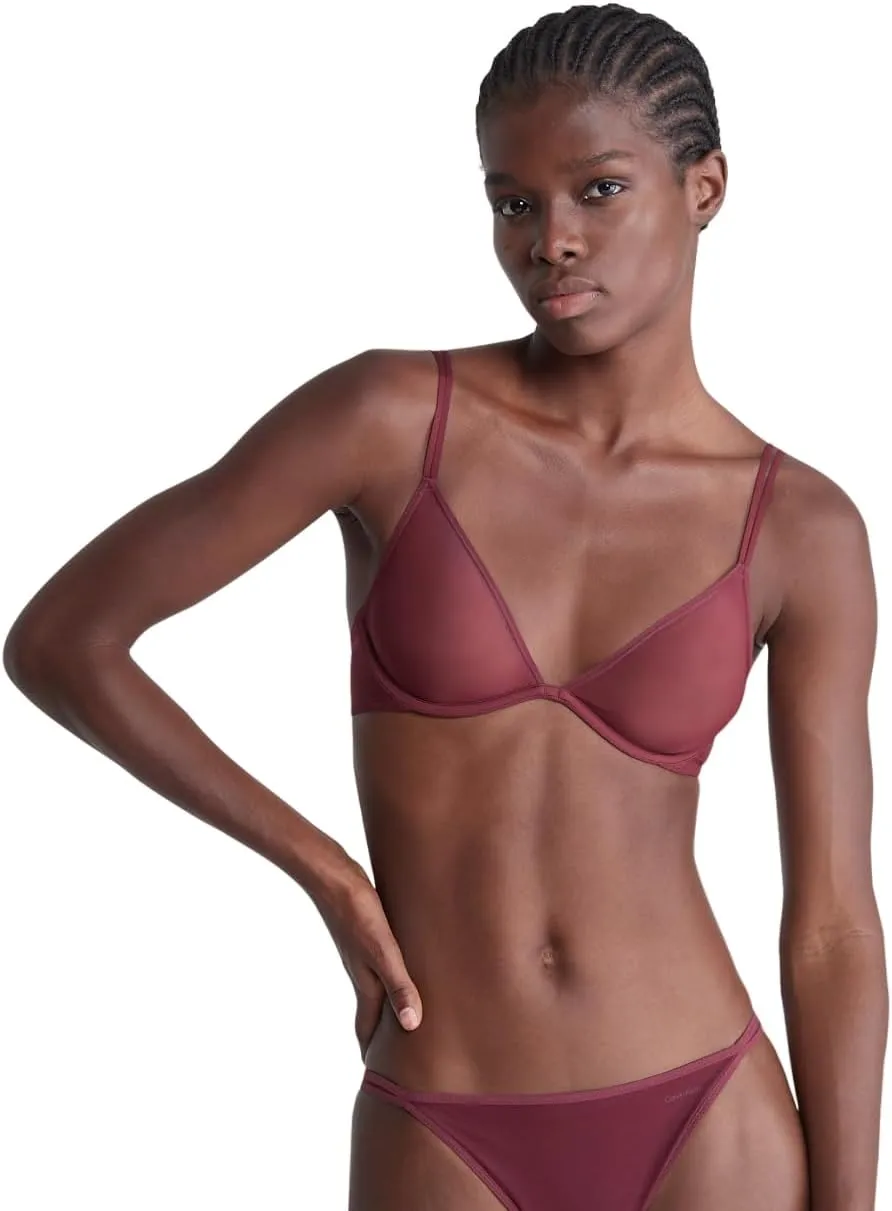 Calvin Klein Women's Sheer Marquisette Unlined Plunge Bra