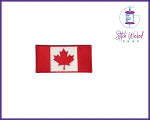 Canada Flag WIth White Border, Fully Embroidered Patch