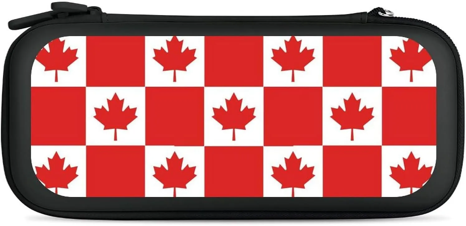 Canadian Flag Canada Leaf Compatible with Switch Carrying Case Hard Travel Game Bag Pouch with 15 Games Accessories