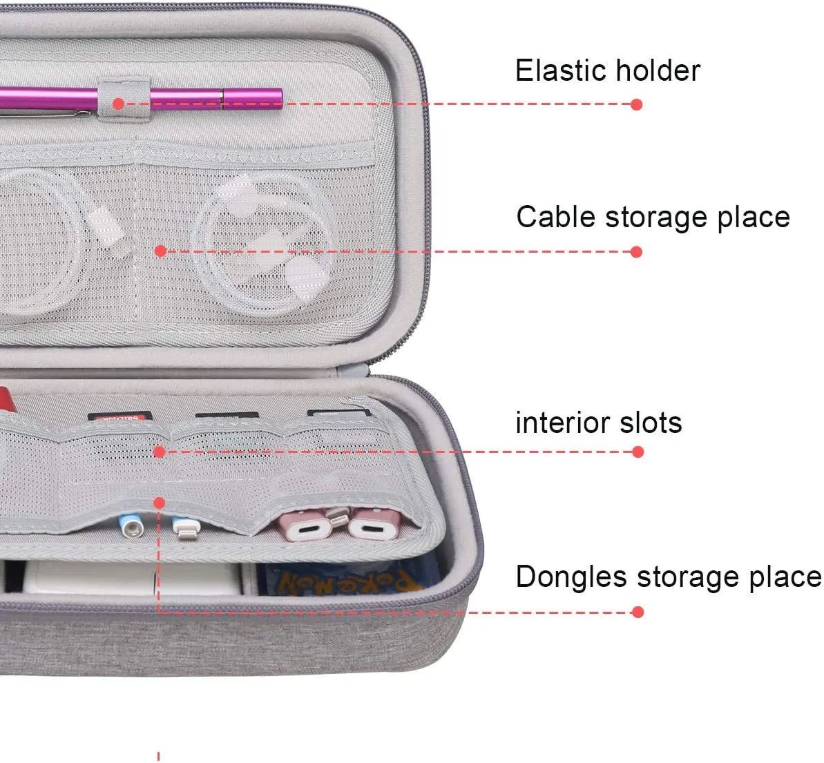 Canboc Hard Travel Electronic Organizer Case for MacBook Power Adapter Charger, Cable, Mouse Power Bank, Apple Pencil, USB Flash Disk, SD Card, Small Portable Accessories Bag, Grey