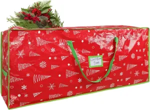 Capslpad Artificial Christmas Tree Storage Bag 9 Ft Xmas Holiday Christmas Tree Container Storage Waterproof Zippered Bag with Reinforced Handles Storage Case Protects Against Dust Moisture, Red