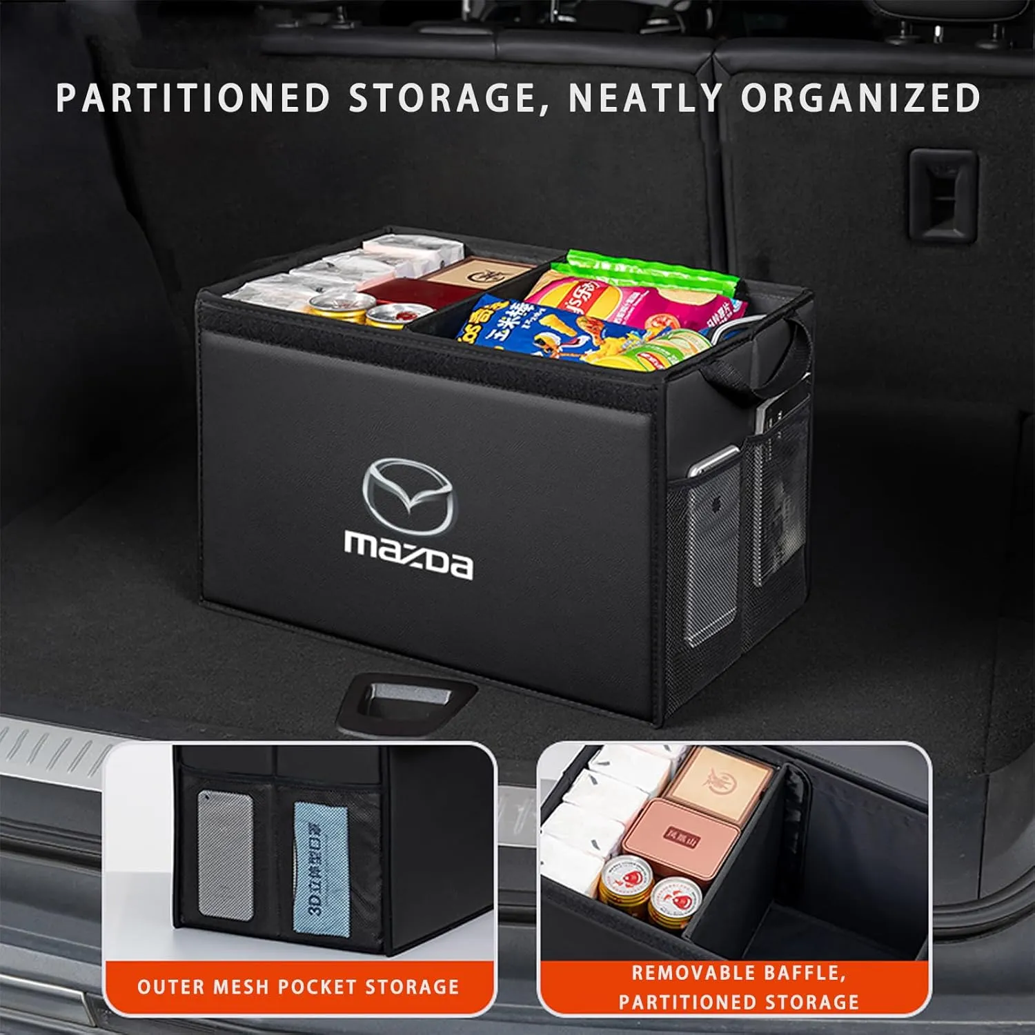 Car Trunk Organizer for Mazda 6 Sport GH Facelift 2010-2013 Thickened Car Boot Tidy Storage Box Tailor-made Lidded Storage Bins for Home Car Outdoor Camping Travel,B