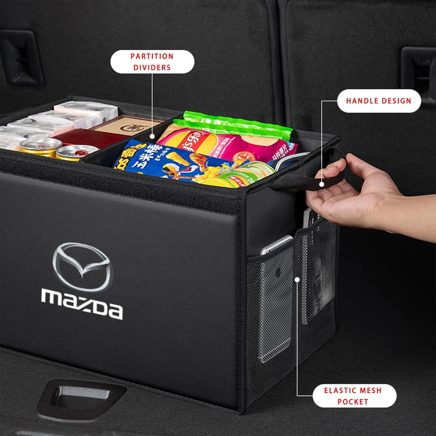 Car Trunk Organizer for Mazda MX-30 DR 2020 - Thickened Car Boot Tidy Storage Box Tailor-made Lidded Storage Bins for Home Car Outdoor Camping Travel,D