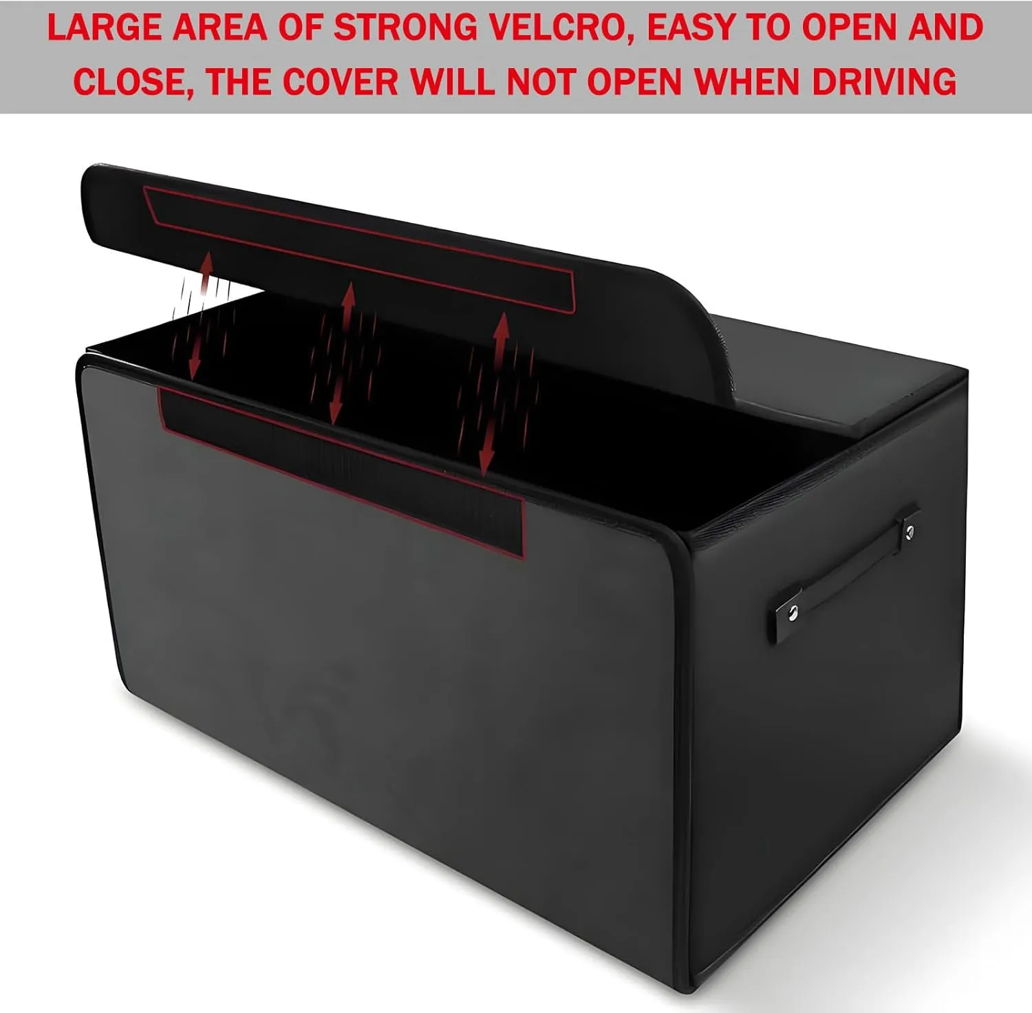Car Trunk Organizer for Mitsubishi Outlander CW0 2nd Facelift 2019-2021 Foldable Car Boot Tidy Storage Box Stackable Storage Box with Lid and Handle,Red-56x37x30cm