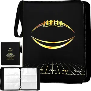 Card Binder 9-Pocket, 900 Pockets (50 Sheets), Premium Zipper Binder for Football Cards, Football Binders for Cards, Waterproof PU, Includes 50 Clear Sleeves