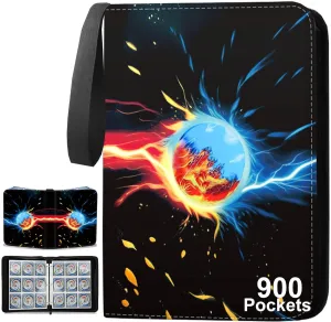 Card Binder 9-Pocket, 900 Pockets Trading Card Binder with 50 Removable Sleeves, Zipper Collectible Trading Card Albums Suitable for All Standard Size Game Cards & Sport Cards - Black