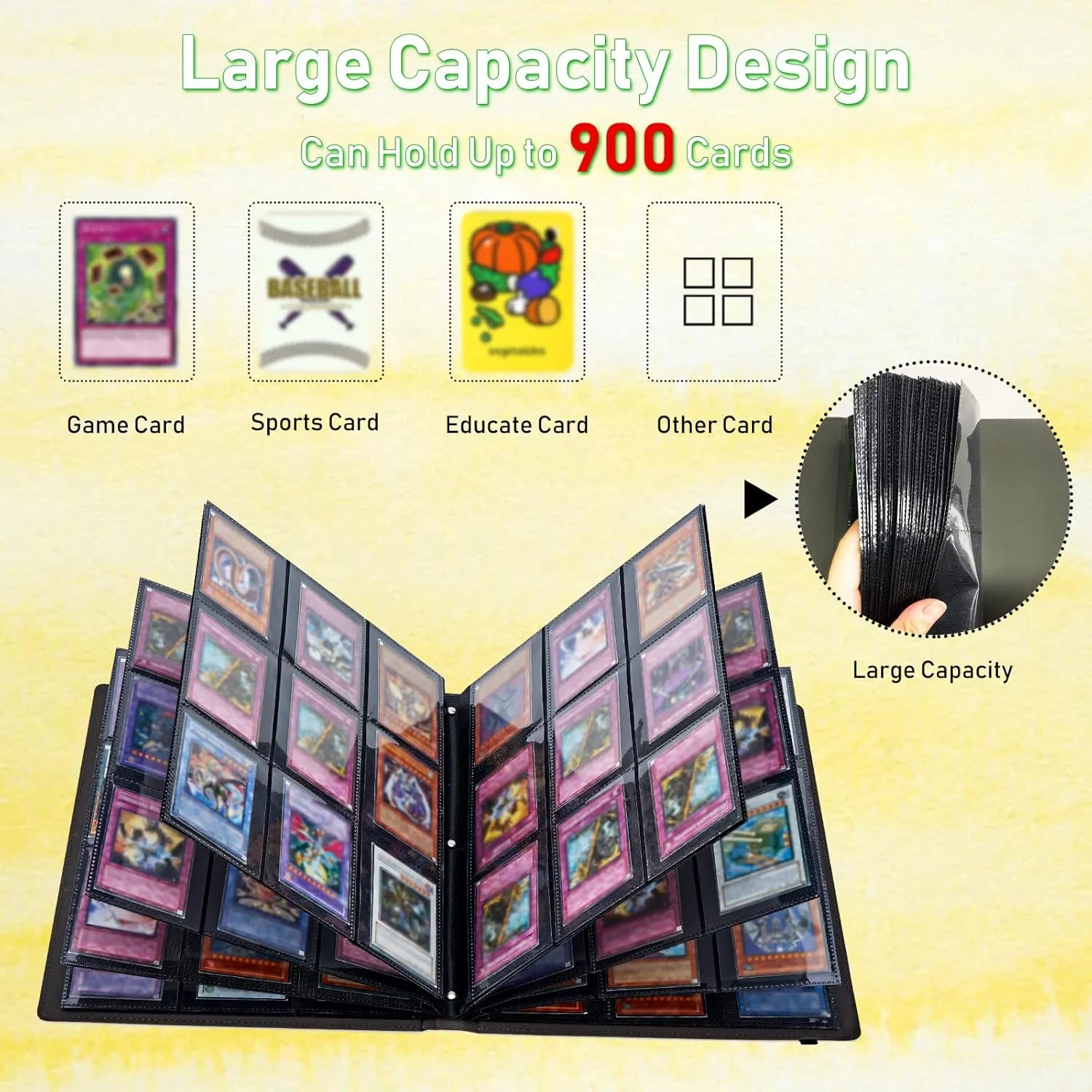 Card Binder 9 Pocket Trading Card Album Folder 900 Side Loading Pocket Binder Baseball Card Binder with Colorful Butterflies Pattern Design Card Binder for Game Cards & Sports Cards