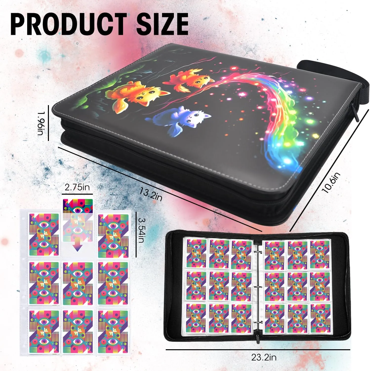 Card Binder for Trading Cards | 9 Pocket with 50 Sleeves up to 900 Cards | Holder Album School Choice for 1-18 Year Boys/Girls | Trading Card Binder Display Case (Card not included) (T1)