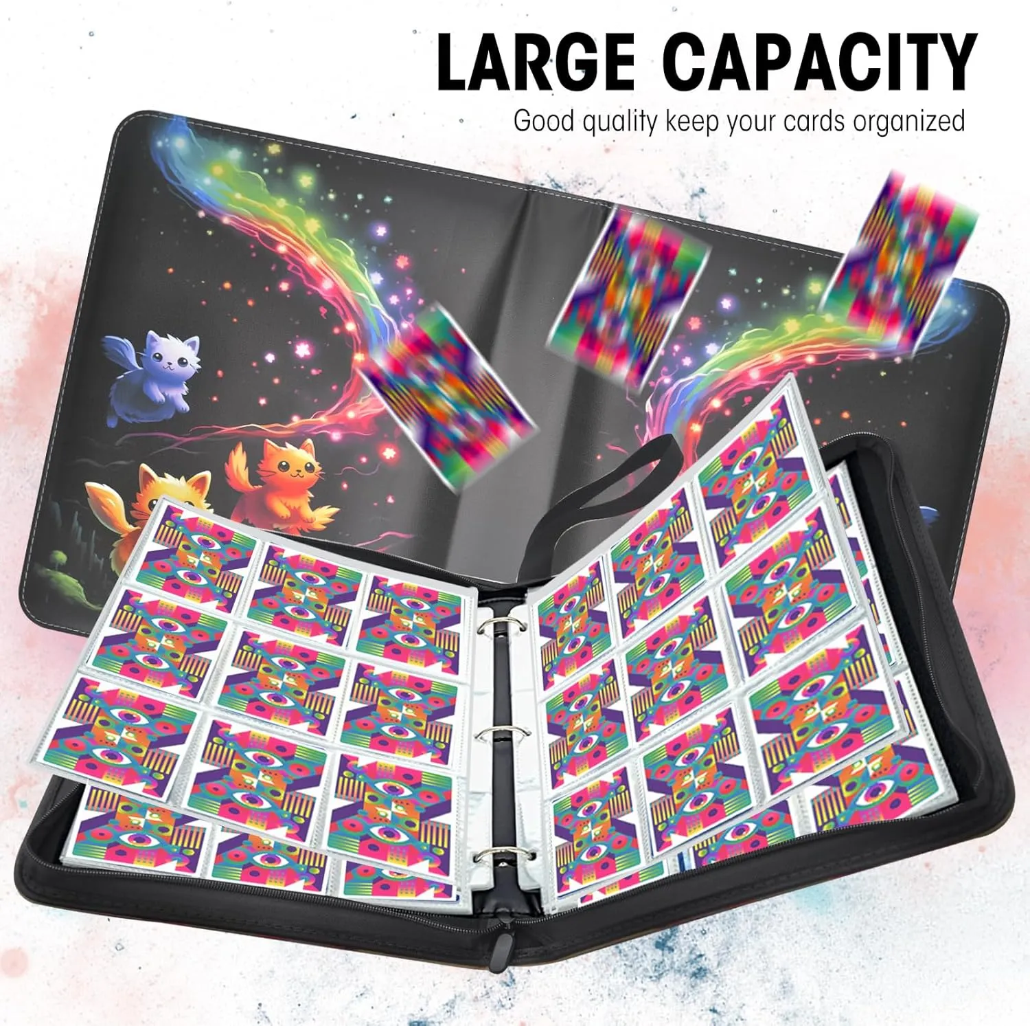 Card Binder for Trading Cards | 9 Pocket with 50 Sleeves up to 900 Cards | Holder Album School Choice for 1-18 Year Boys/Girls | Trading Card Binder Display Case (Card not included) (T1)