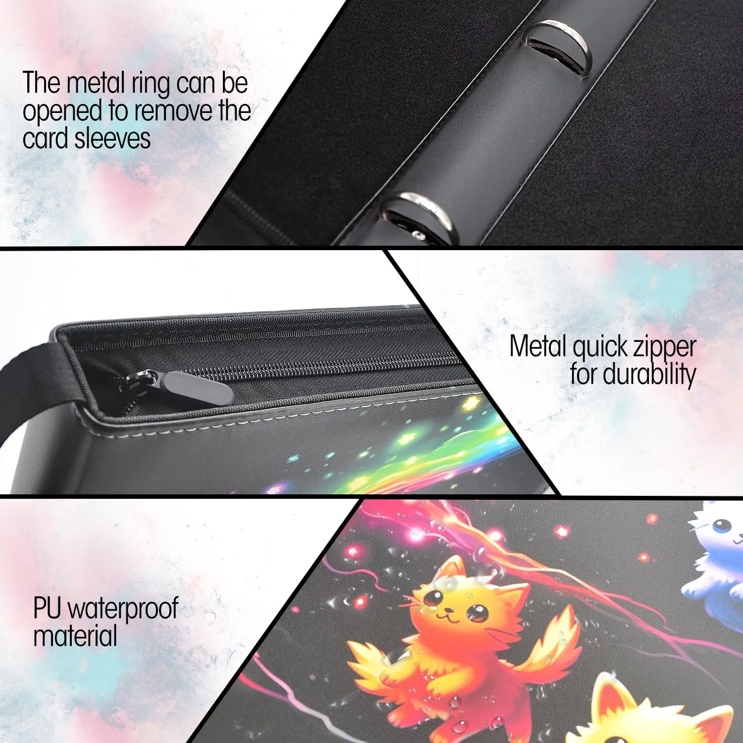 Card Binder for Trading Cards | 9 Pocket with 50 Sleeves up to 900 Cards | Holder Album School Choice for 1-18 Year Boys/Girls | Trading Card Binder Display Case (Card not included) (T1)