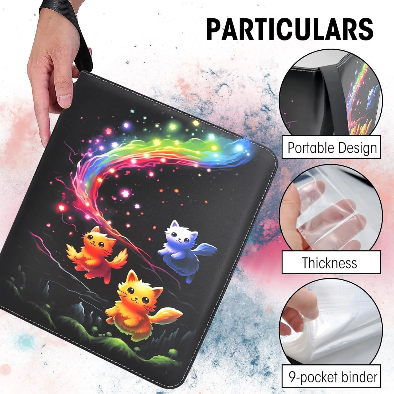 Card Binder for Trading Cards | 9 Pocket with 50 Sleeves up to 900 Cards | Holder Album School Choice for 1-18 Year Boys/Girls | Trading Card Binder Display Case (Card not included) (T1)