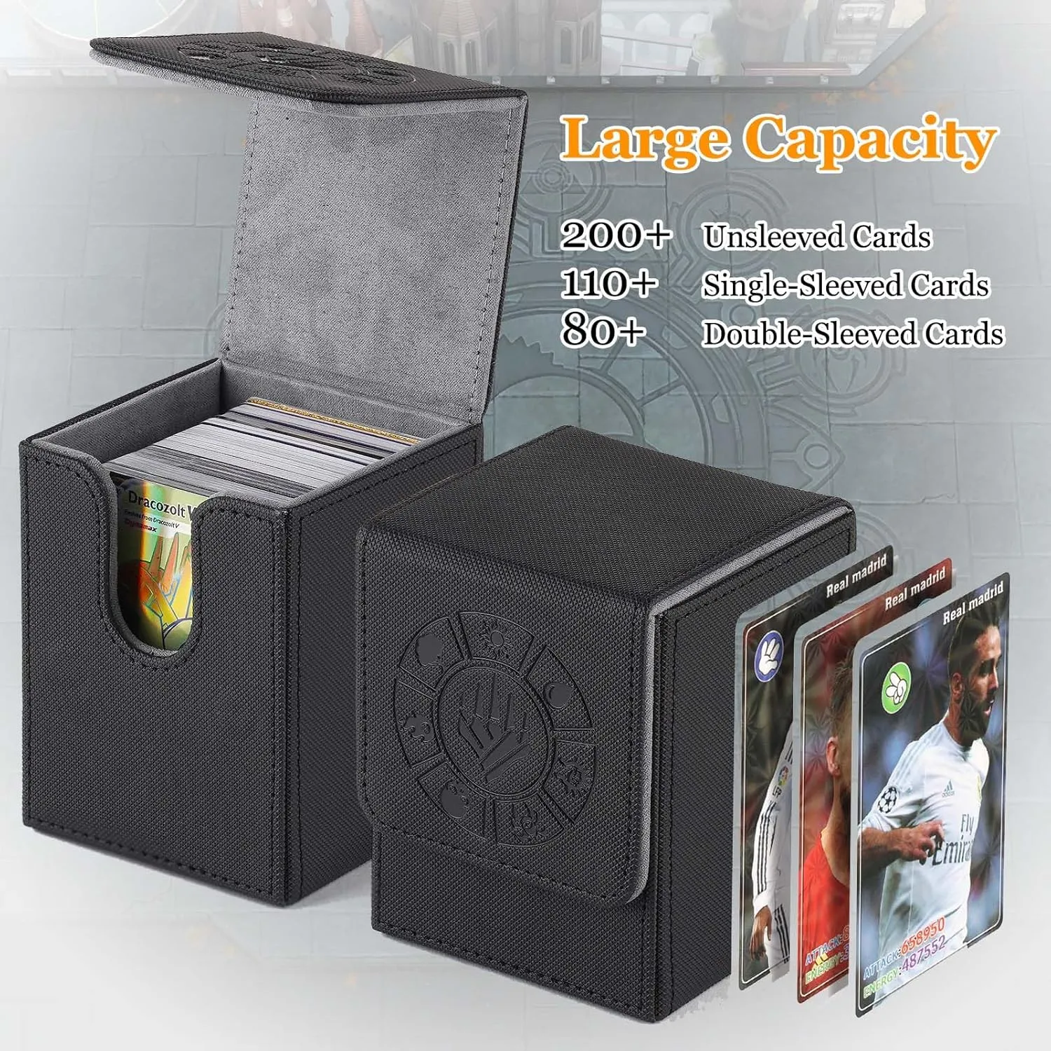 Card Deck Box, 110  Storage MTG Deck Box with 50 Pcs Card Sleeve, Collectible Trading Card Cases for Magic Commander and More (4 Pack)