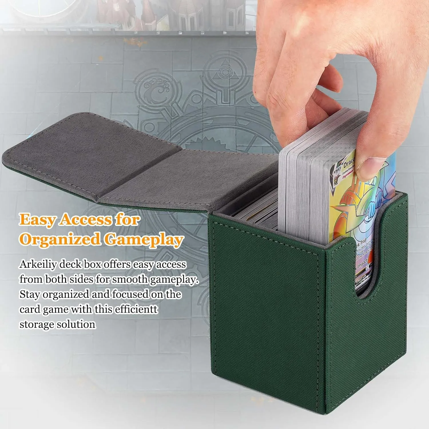 Card Deck Box, 110  Storage MTG Deck Box with 50 Pcs Card Sleeve, Collectible Trading Card Cases for Magic Commander and More (4 Pack)