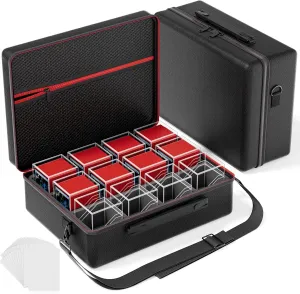 Card Deck Box with Portable Case, 12 Pack Clear Commander Deck Box with 12 Dividers, Holds 1200  Double Sleeved Cards, Fit for MTG, YuGiOh, TCG