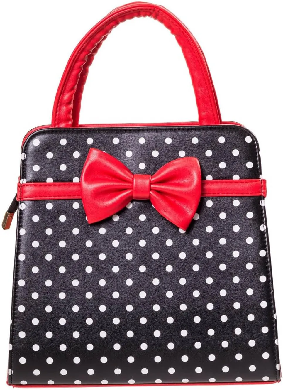 Carla Retro Bag 50s Rockabilly Polka Faux Leather Top Handle Handbag