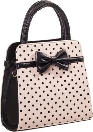 Carla Retro Bag 50s Rockabilly Polka Faux Leather Top Handle Handbag