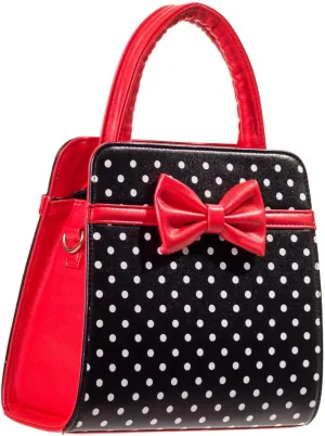 Carla Retro Bag 50s Rockabilly Polka Faux Leather Top Handle Handbag