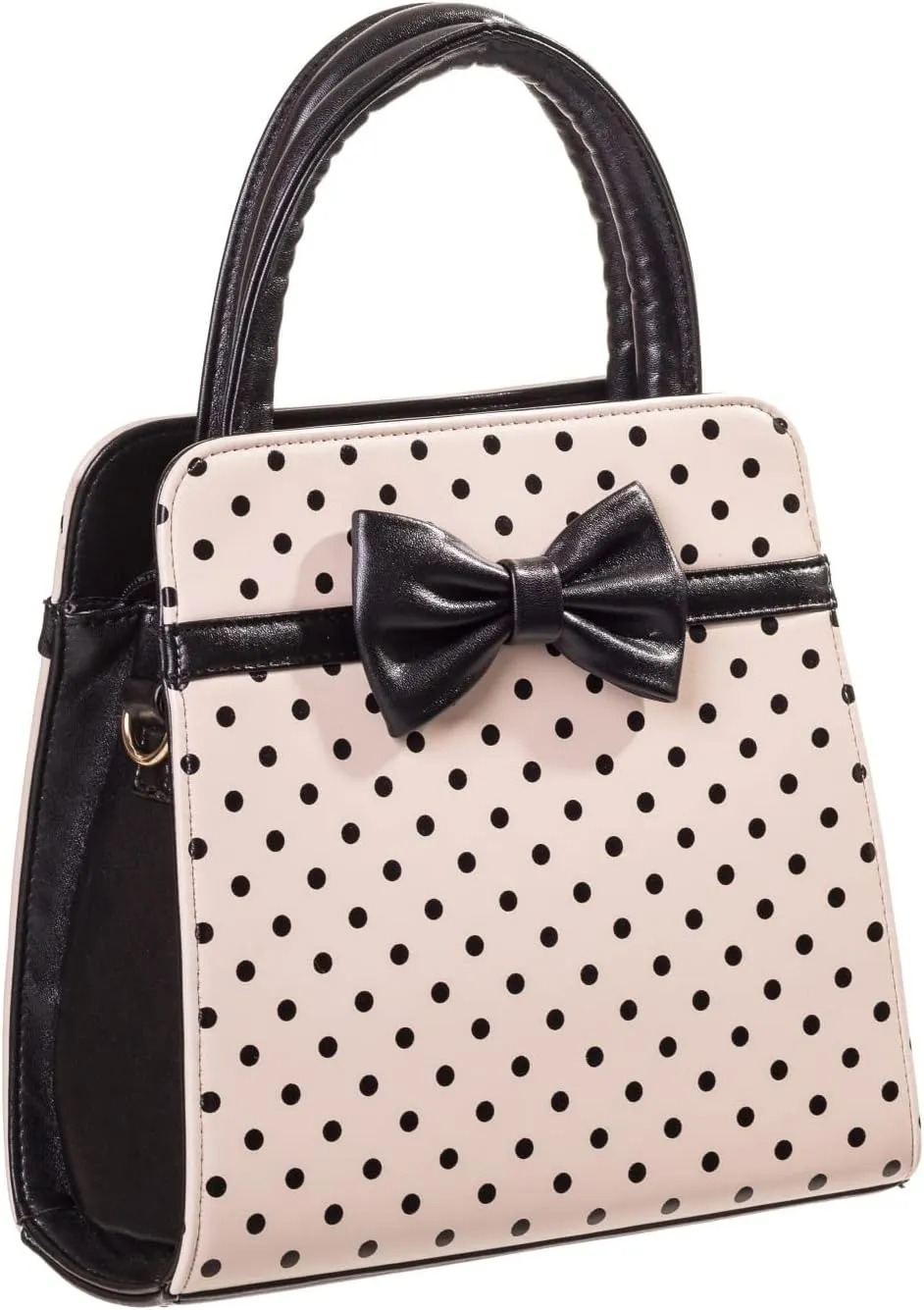Carla Retro Bag 50s Rockabilly Polka Faux Leather Top Handle Handbag
