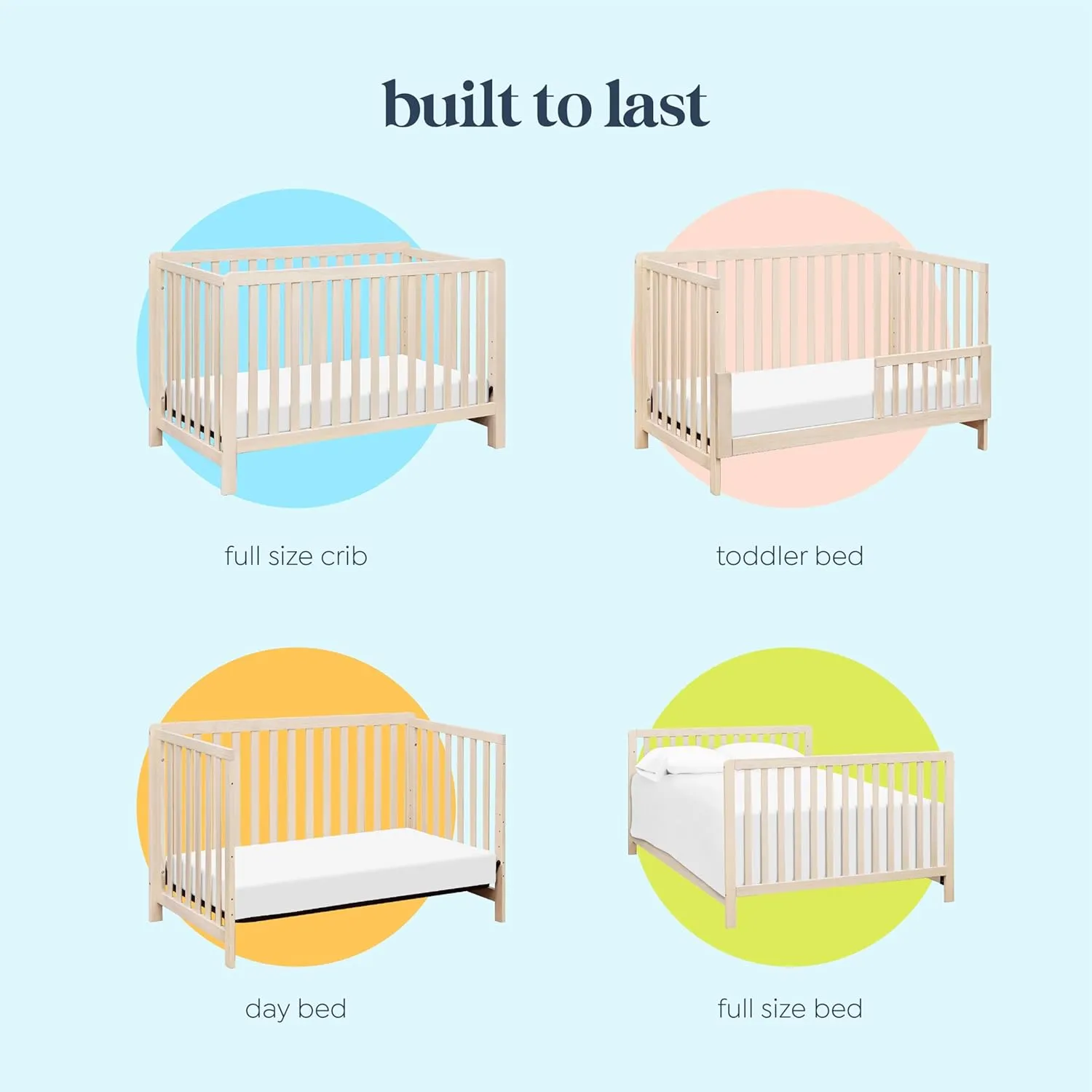 Carter's by DaVinci Colby 4-in-1 Convertible Crib - GREENGUARD Gold Certified Convertible Baby Crib to Toddler Bed, Daybed, Full-Size Bed - Wooden Baby Bed w/Four Adjustable Heights - Washed Natural