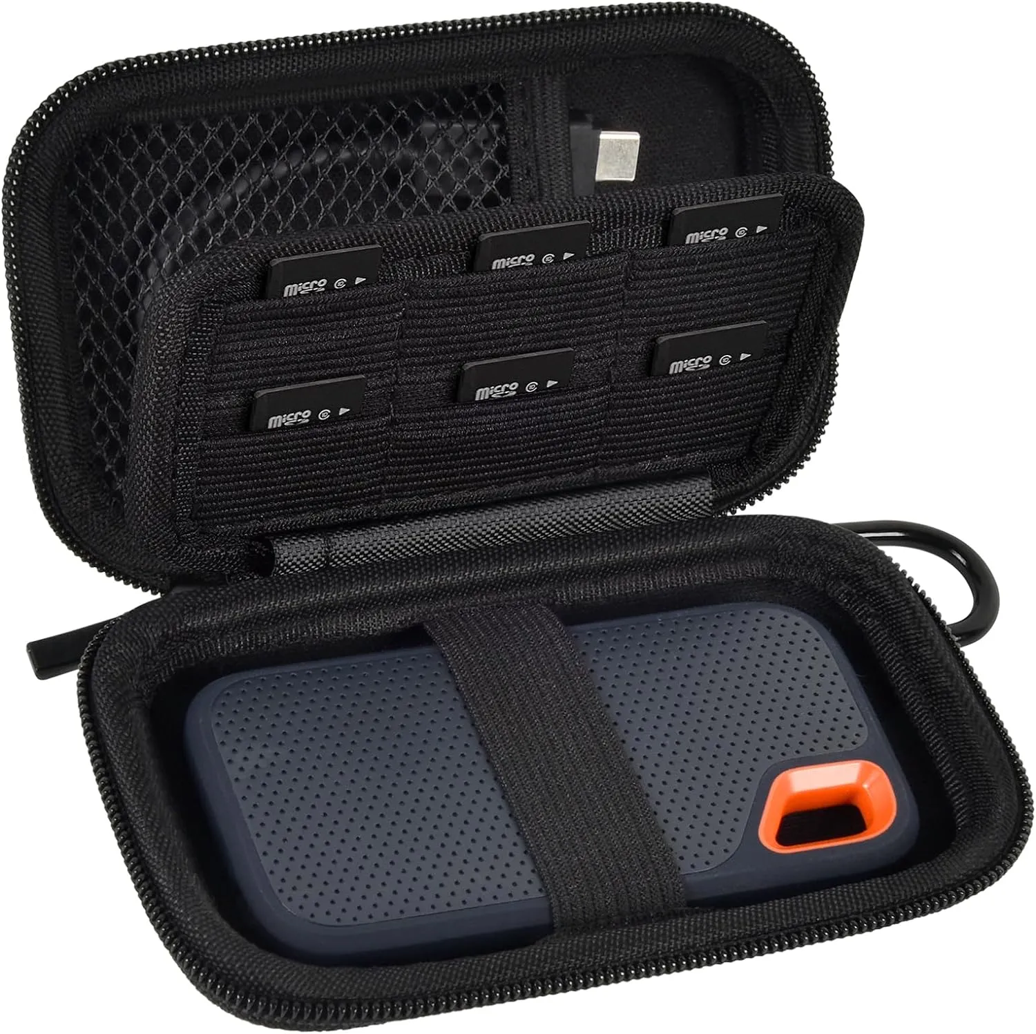 Case Compatible with SanDisk 1TB 2TB 4TB 500GB 8TB for SanDisk Extreme PRO Portable SSD External Hard Drive, Memory Card SD SDXC SDHC Card Storage Holder Organizer (Box Only) Black