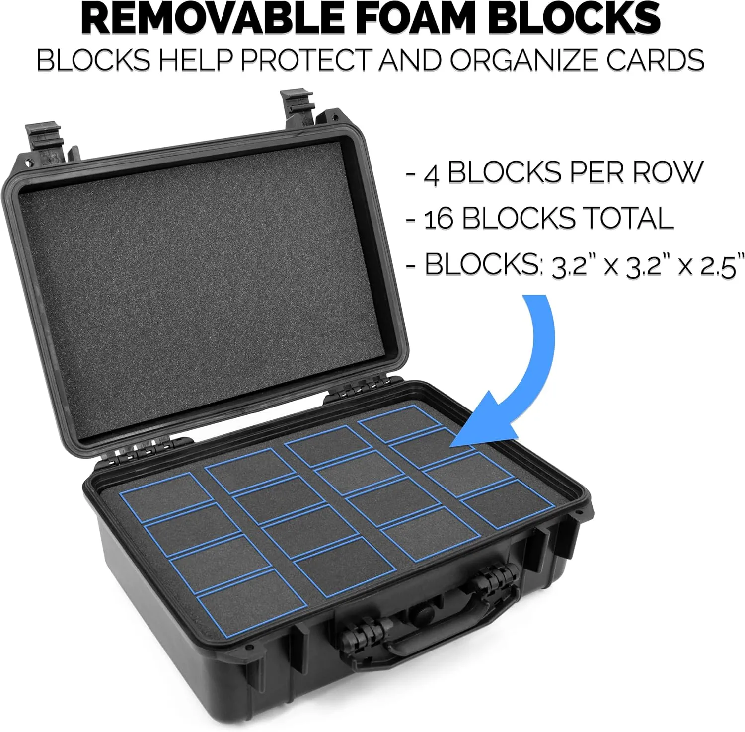 CASEMATIX Graded Card Case Compatible with 120  BGS PSA FGS Graded Sports Trading Cards, Waterproof Graded Slab Trading Card Box with Precut Card Carrying Case Impact Absorbing Foam Slots