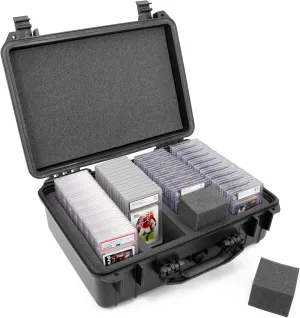 CASEMATIX Graded Card Case Compatible with 120  BGS PSA FGS Graded Sports Trading Cards, Waterproof Graded Slab Trading Card Box with Precut Card Carrying Case Impact Absorbing Foam Slots