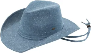 C.C All Over Rhinestone Denim Cowboy Hat with Chinstraps for Women