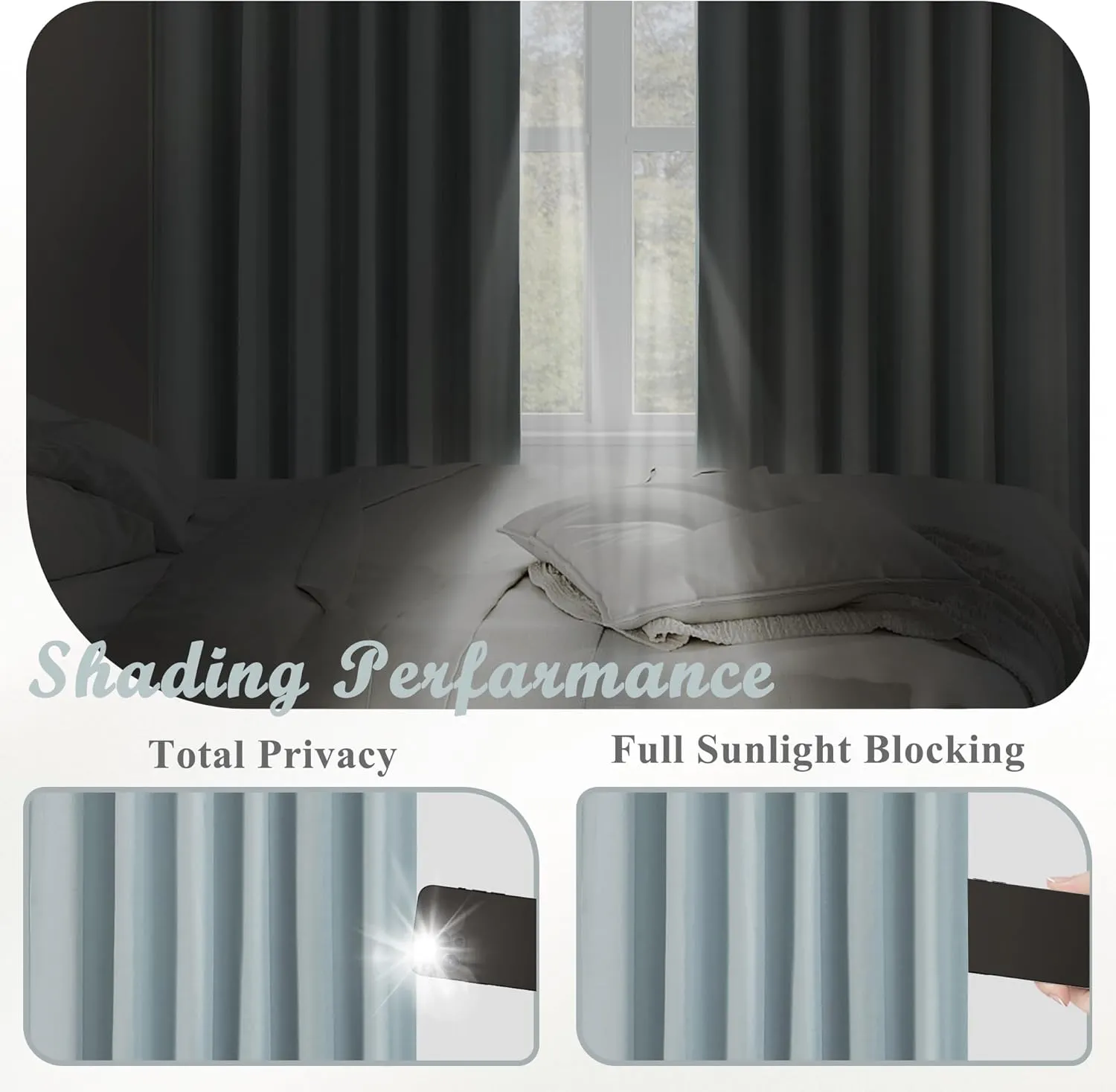 Central Park Cotton Linen Full Blackout Curtain Panels with Back Tab Rod Pocket Thermal Insulated Triple Weave Farmhouse Window Treatment Rustic Drapes for Bedroom with Liner, 50"x95"x2, Aqua Green