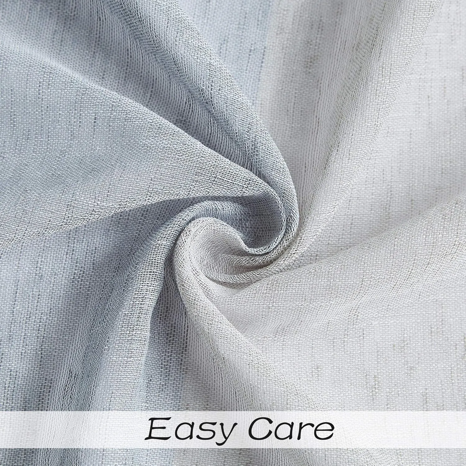 Central Park Gray and Smoke Blue Stripe Sheer Color Block Window Curtain Panel Linen Window Treatment for Bedroom Living Room Farmhouse 84 inches Long with Grommets, 2 Panel Rustic Drapes