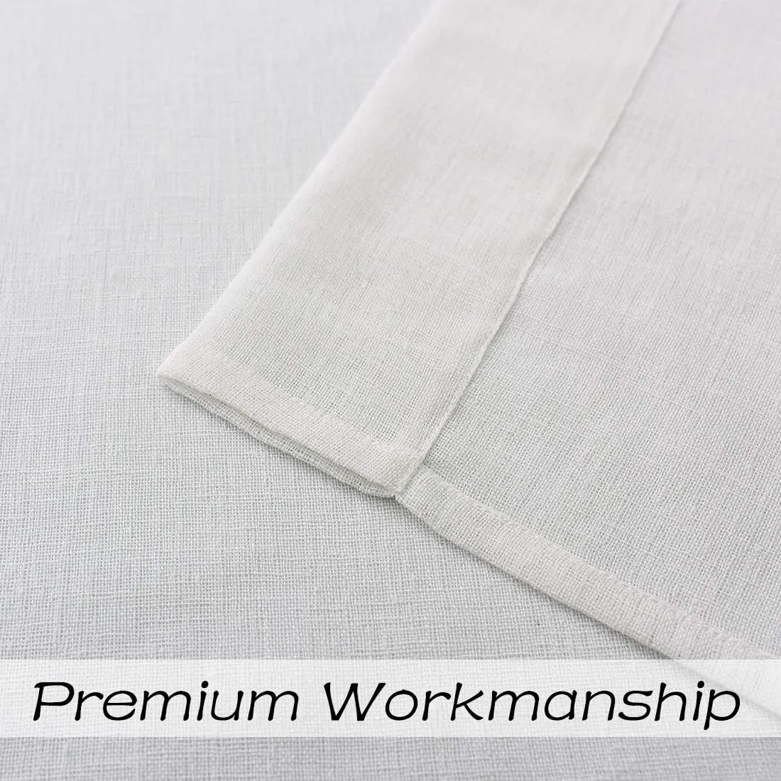 Central Park Gray Tan Stripe Sheer Color Block Window Curtain Panel Linen Window Treatment for Bedroom Living Room Farmhouse 84 inches Long with Grommets, 2 Panel Rustic Drapes