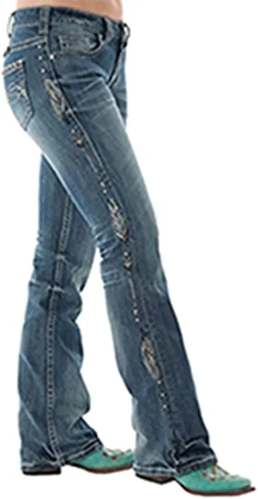 cffvdiz Embroidered Bootcut Jeans for Women