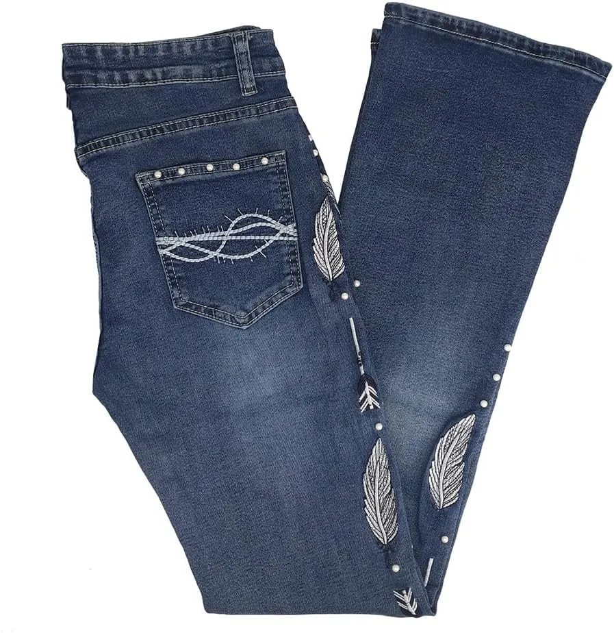 cffvdiz Embroidered Bootcut Jeans for Women