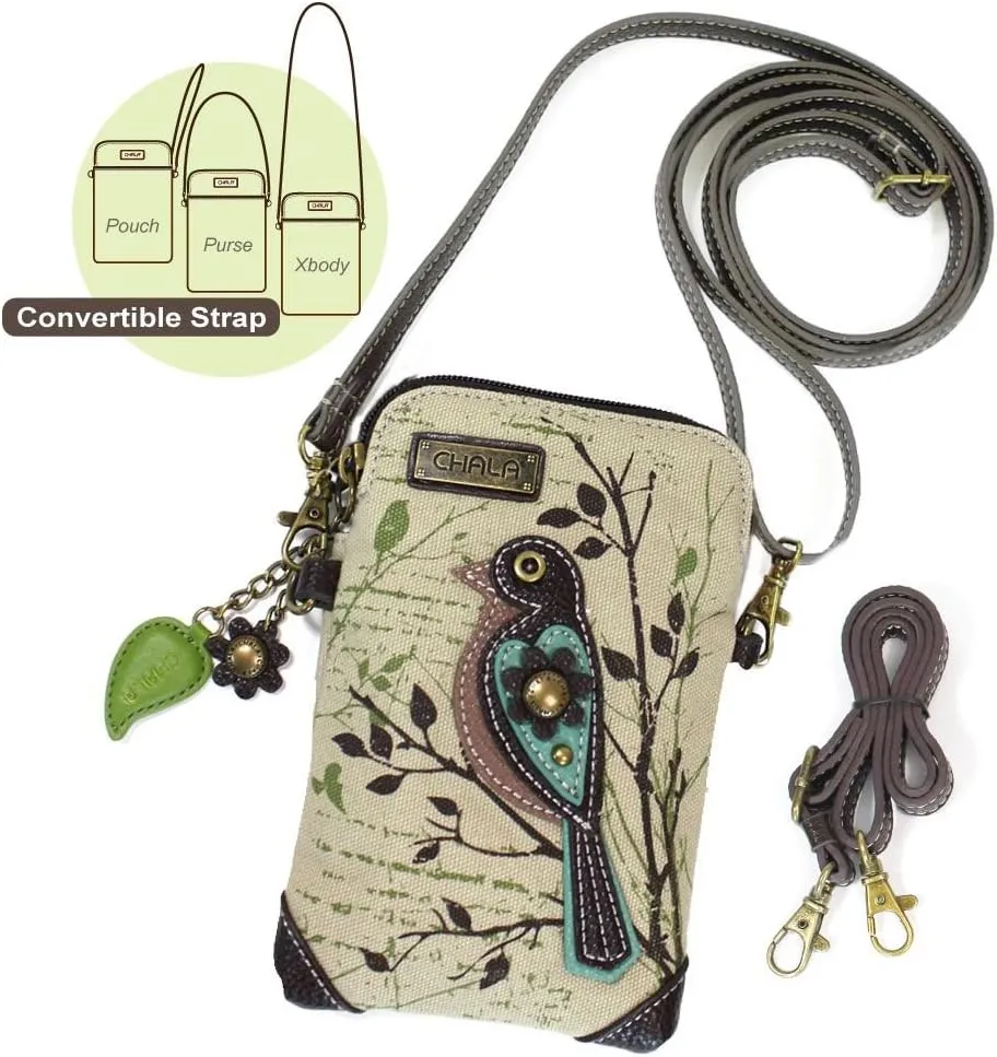 CHALA Canvas Crossbody Cell Phone Purse - Women Multicolor Handbag with Adjustable Strap
