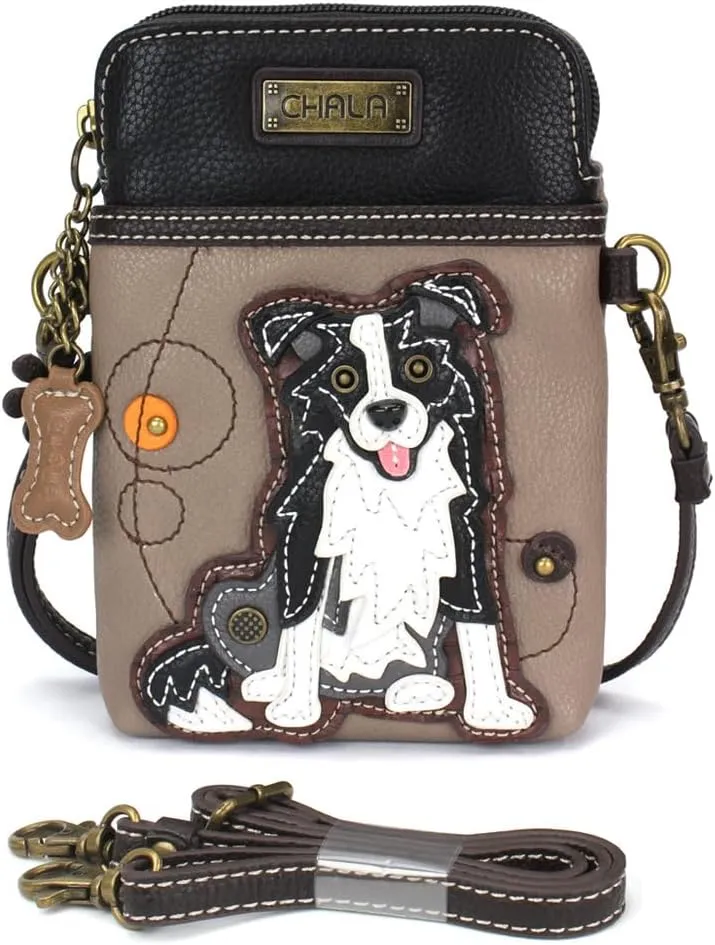 CHALA Cell Phone Crossbody Purse-Women PU Leather/Canvas Multicolor Handbag with Adjustable Strap