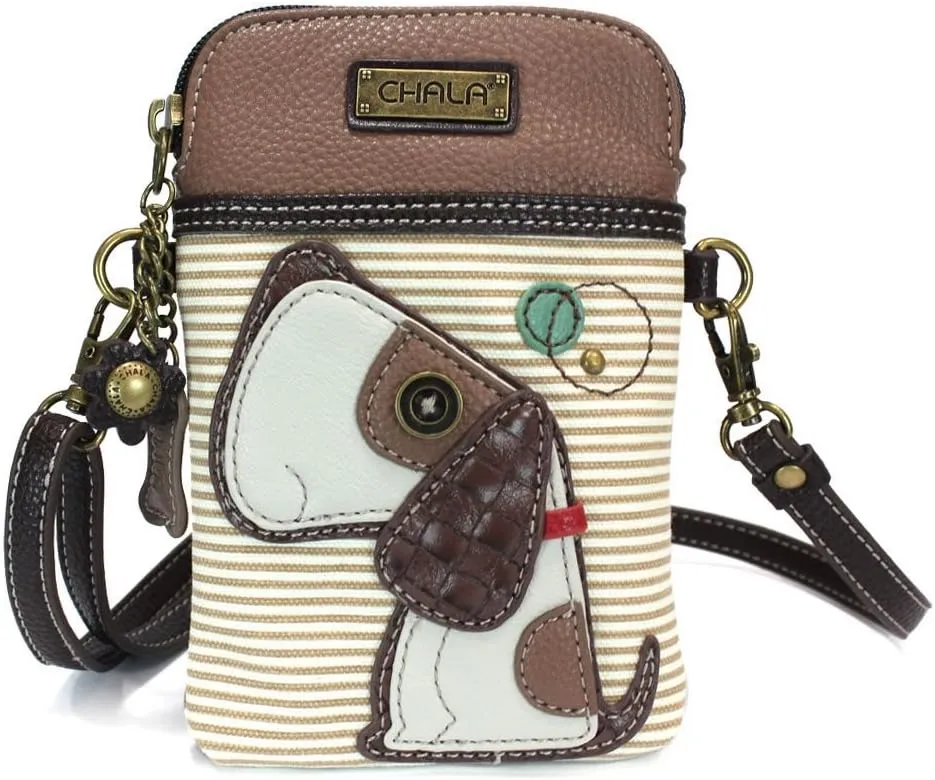 CHALA Cell Phone Crossbody Purse-Women PU Leather/Canvas Multicolor Handbag with Adjustable Strap