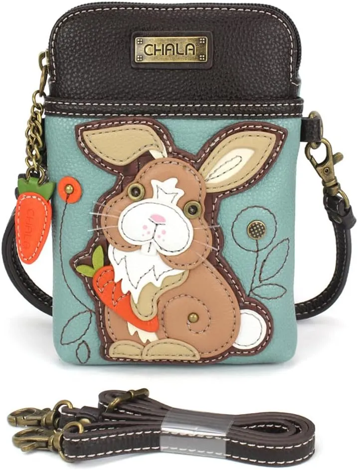 CHALA Cell Phone Crossbody Purse-Women PU Leather/Canvas Multicolor Handbag with Adjustable Strap