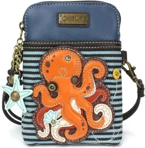 CHALA Cell Phone Crossbody Purse-Women PU Leather/Canvas Multicolor Handbag with Adjustable Strap