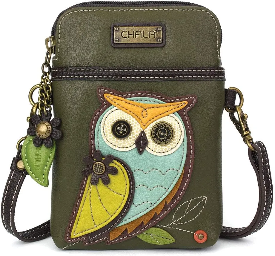 CHALA Cell Phone Crossbody Purse-Women PU Leather/Canvas Multicolor Handbag with Adjustable Strap