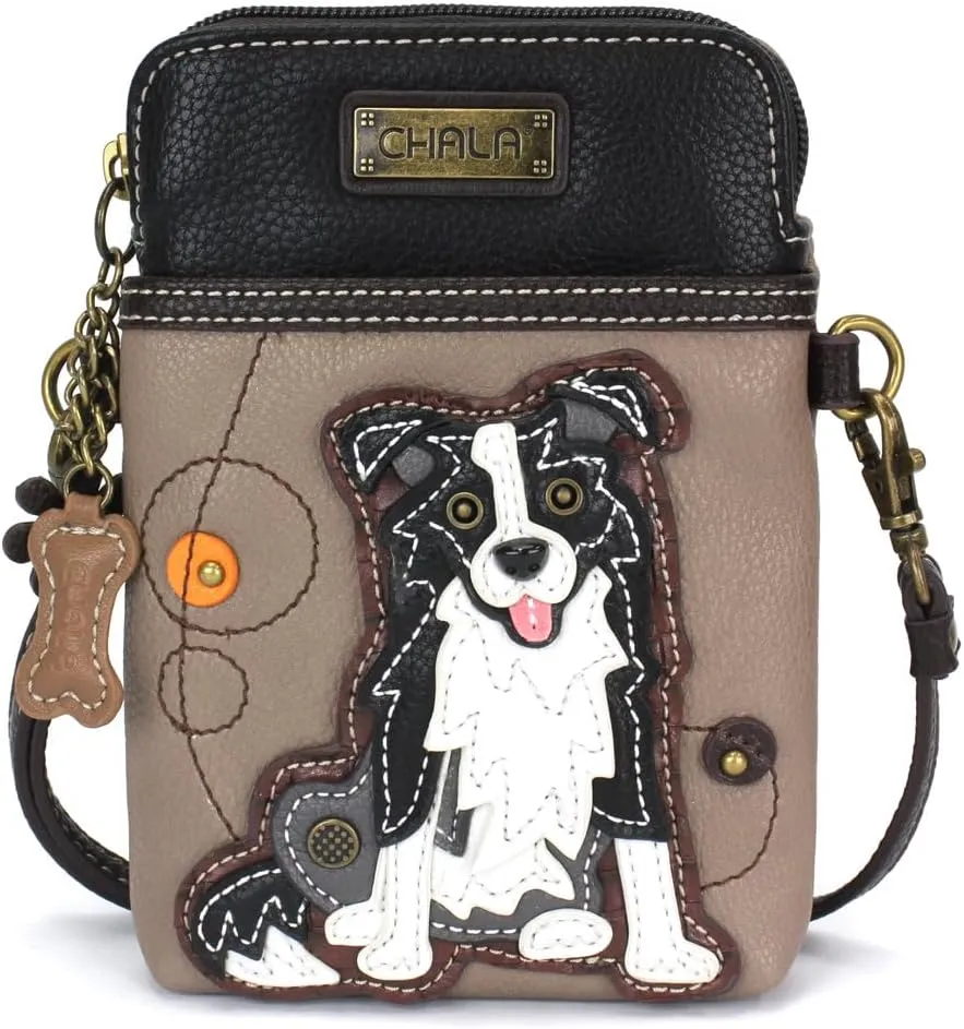 CHALA Cell Phone Crossbody Purse-Women PU Leather/Canvas Multicolor Handbag with Adjustable Strap