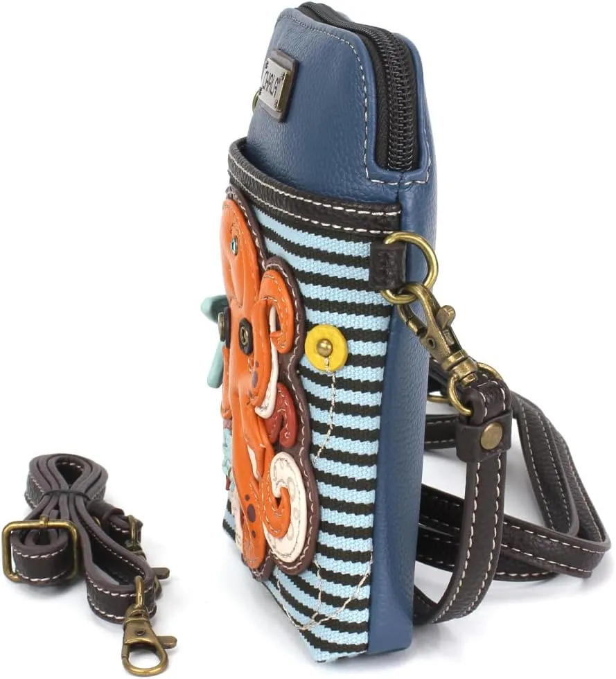 CHALA Cell Phone Crossbody Purse-Women PU Leather/Canvas Multicolor Handbag with Adjustable Strap