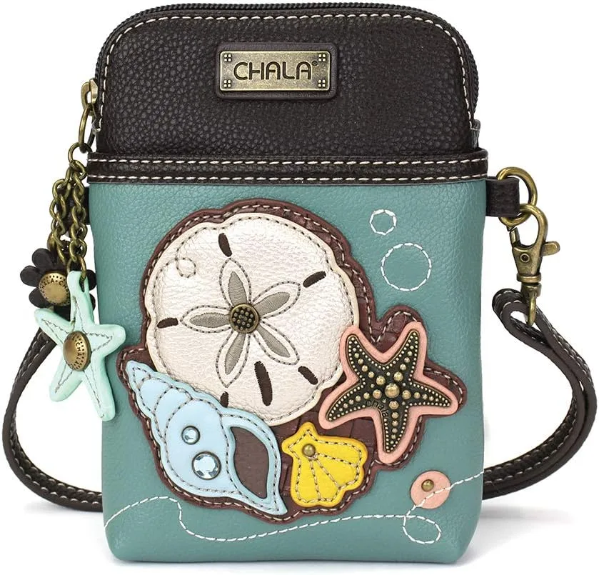 CHALA Cell Phone Crossbody Purse-Women PU Leather/Canvas Multicolor Handbag with Adjustable Strap