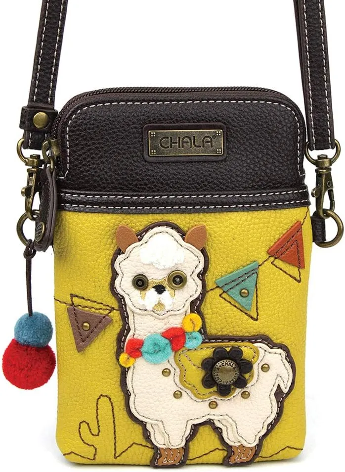 CHALA Cell Phone Crossbody Purse-Women PU Leather/Canvas Multicolor Handbag with Adjustable Strap
