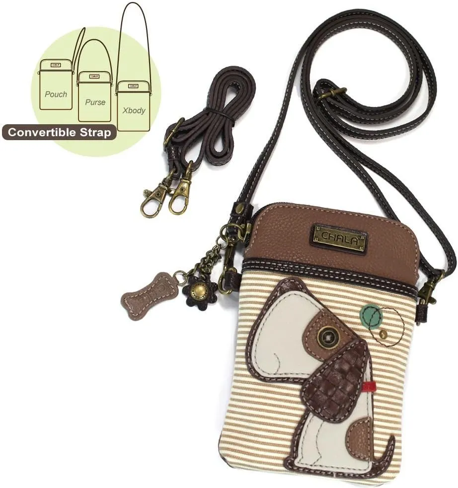 CHALA Cell Phone Crossbody Purse-Women PU Leather/Canvas Multicolor Handbag with Adjustable Strap