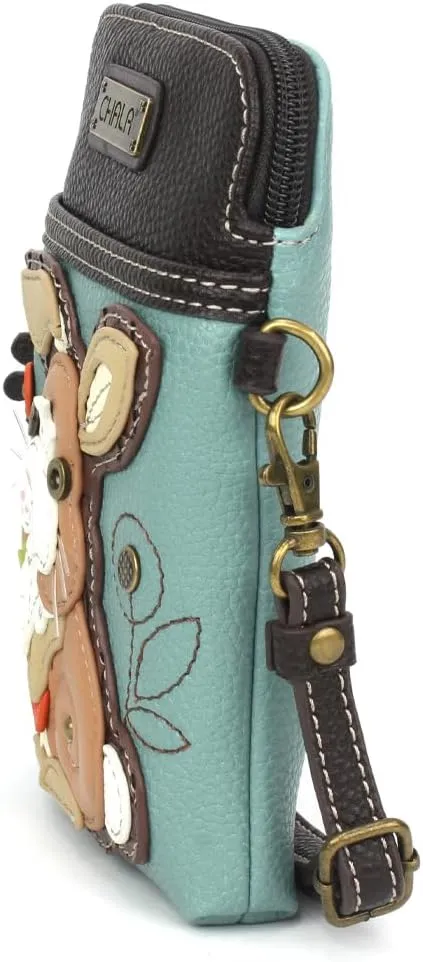 CHALA Cell Phone Crossbody Purse-Women PU Leather/Canvas Multicolor Handbag with Adjustable Strap